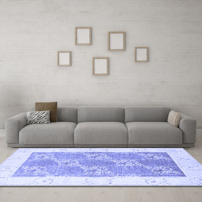 Machine Washable Abstract Blue Contemporary Rug in a Living Room, wshcon305blu
