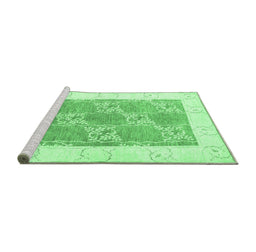Sideview of Machine Washable Abstract Emerald Green Contemporary Area Rugs, wshcon305emgrn