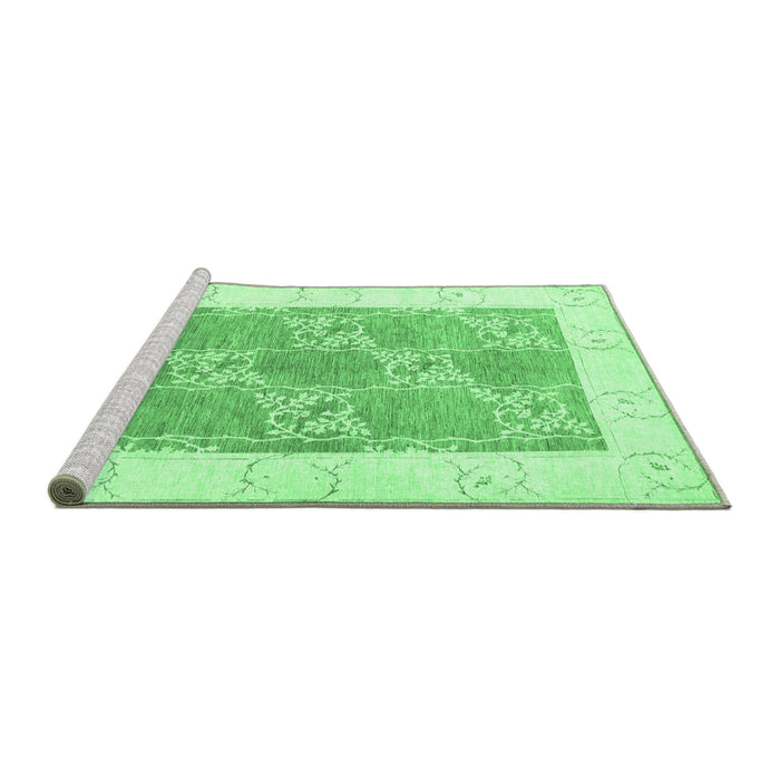 Sideview of Machine Washable Abstract Emerald Green Contemporary Area Rugs, wshcon305emgrn