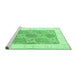 Sideview of Machine Washable Abstract Emerald Green Contemporary Area Rugs, wshcon305emgrn