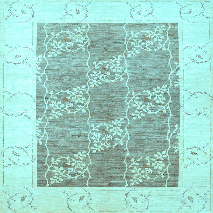Square Abstract Light Blue Contemporary Rug, con305lblu