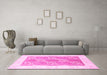 Machine Washable Abstract Pink Contemporary Rug in a Living Room, wshcon305pnk