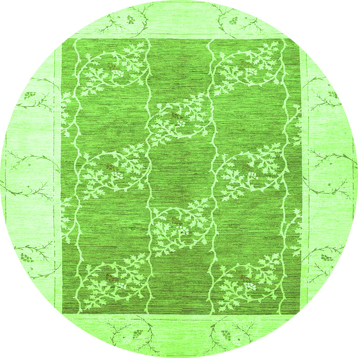 Square Abstract Green Contemporary Rug, con305grn