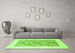 Machine Washable Abstract Green Contemporary Area Rugs in a Living Room,, wshcon305grn