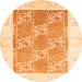 Square Abstract Orange Contemporary Rug, con305org