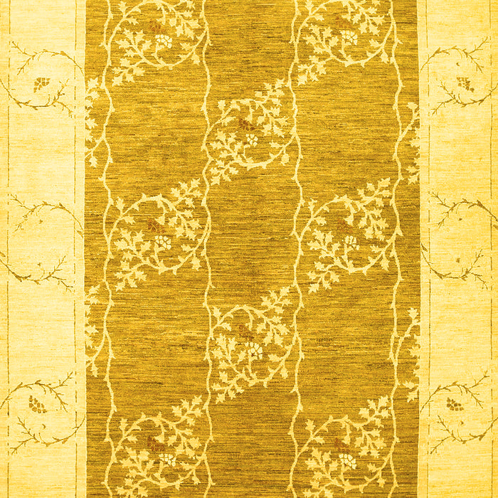 Machine Washable Abstract Yellow Contemporary Rug, wshcon305yw