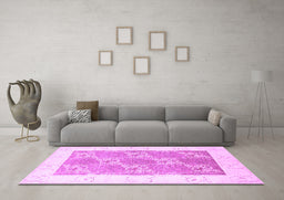 Machine Washable Abstract Purple Contemporary Area Rugs in a Living Room, wshcon305pur