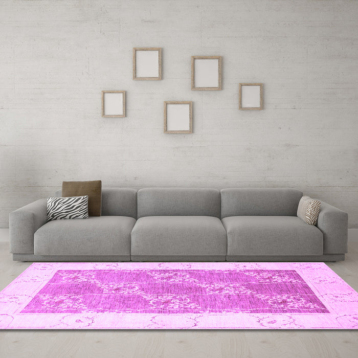 Machine Washable Abstract Purple Contemporary Area Rugs in a Living Room, wshcon305pur