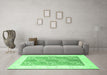 Machine Washable Abstract Emerald Green Contemporary Area Rugs in a Living Room,, wshcon305emgrn