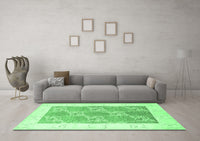 Machine Washable Abstract Emerald Green Contemporary Rug, wshcon305emgrn