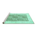 Sideview of Machine Washable Abstract Turquoise Contemporary Area Rugs, wshcon305turq