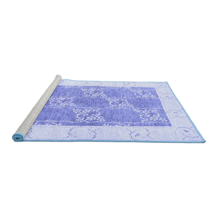 Sideview of Machine Washable Abstract Blue Contemporary Rug, wshcon305blu