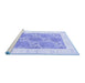 Sideview of Machine Washable Abstract Blue Contemporary Rug, wshcon305blu