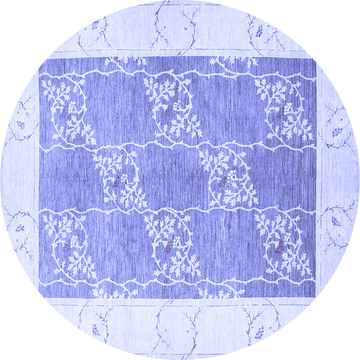 Round Machine Washable Abstract Blue Contemporary Rug, wshcon305blu