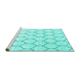 Sideview of Machine Washable Terrilis Turquoise Contemporary Area Rugs, wshcon3060turq