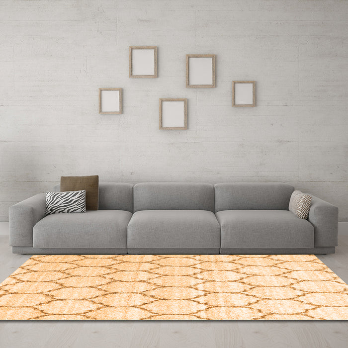 Machine Washable Terrilis Orange Contemporary Area Rugs in a Living Room, wshcon3060org