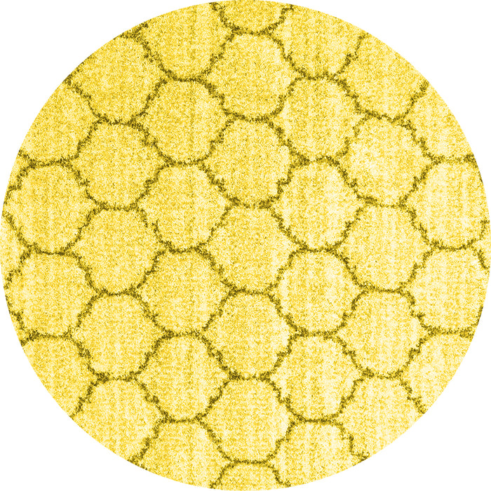Round Machine Washable Terrilis Yellow Contemporary Rug, wshcon3060yw