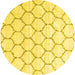 Round Machine Washable Terrilis Yellow Contemporary Rug, wshcon3060yw