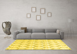 Machine Washable Terrilis Yellow Contemporary Rug in a Living Room, wshcon3060yw