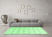 Machine Washable Terrilis Emerald Green Contemporary Area Rugs in a Living Room,, wshcon3060emgrn