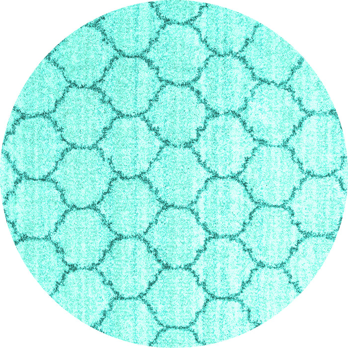 Round Machine Washable Terrilis Turquoise Contemporary Area Rugs, wshcon3060turq