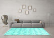 Machine Washable Terrilis Turquoise Contemporary Area Rugs in a Living Room,, wshcon3060turq