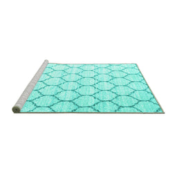 Sideview of Machine Washable CON3061X Turquoise CON3061X Area Rugs, wshcon3061turq