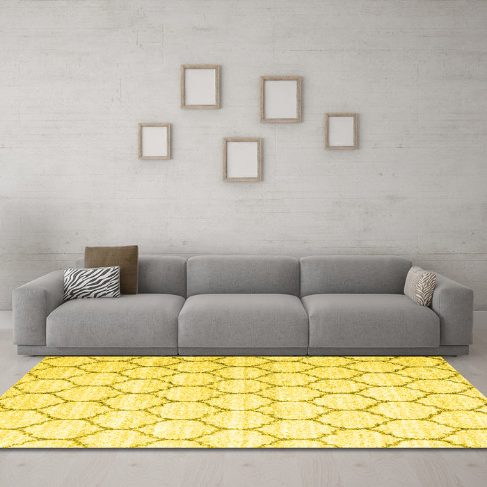 Machine Washable CON3061X Yellow CON3061X Rug in a Living Room, wshcon3061yw