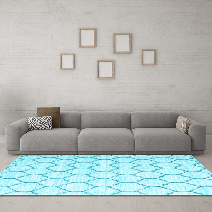 Machine Washable CON3061X Light Blue CON3061X Rug in a Living Room, wshcon3061lblu