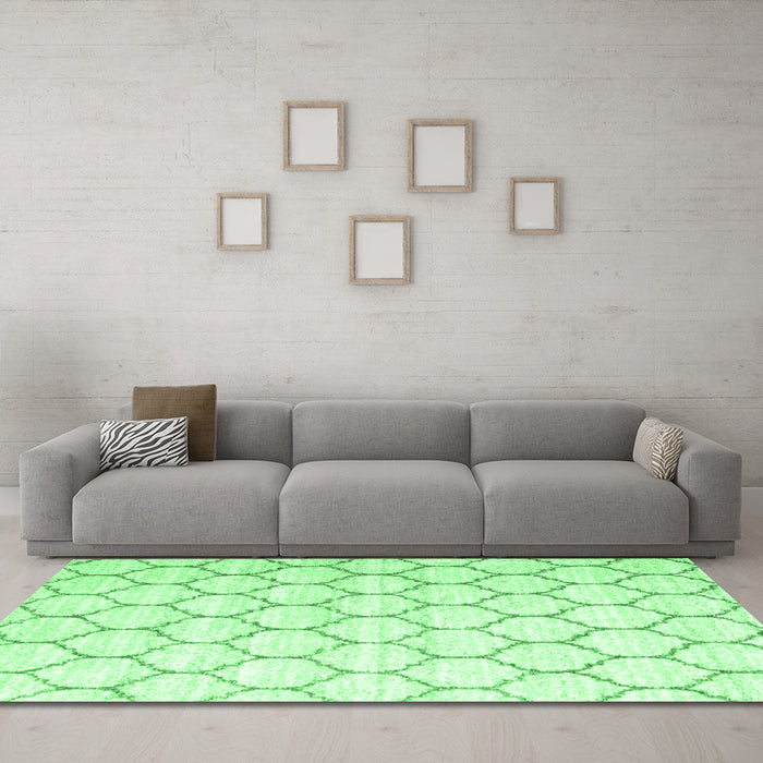 Machine Washable CON3061X Emerald Green CON3061X Area Rugs in a Living Room,, wshcon3061emgrn