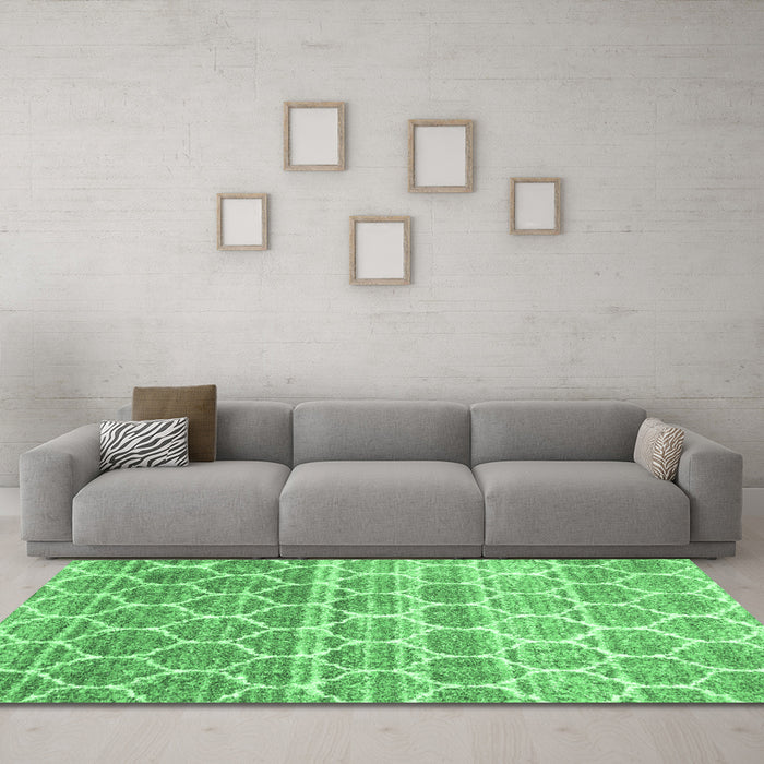 Machine Washable CON3062X Emerald Green CON3062X Area Rugs in a Living Room,, wshcon3062emgrn