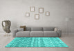 Machine Washable CON3062X Turquoise CON3062X Area Rugs in a Living Room,, wshcon3062turq