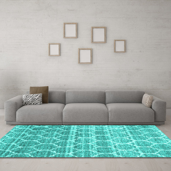 Machine Washable CON3062X Turquoise CON3062X Area Rugs in a Living Room,, wshcon3062turq