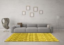 Machine Washable CON3062X Yellow CON3062X Rug in a Living Room, wshcon3062yw