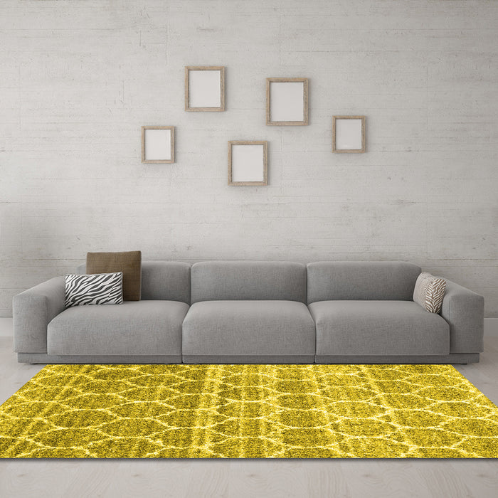 Machine Washable CON3062X Yellow CON3062X Rug in a Living Room, wshcon3062yw