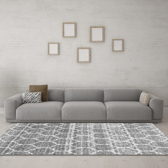 Machine Washable CON3062X Gray CON3062X Rug in a Living Room,, wshcon3062gry