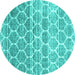 Round Machine Washable CON3062X Turquoise CON3062X Area Rugs, wshcon3062turq