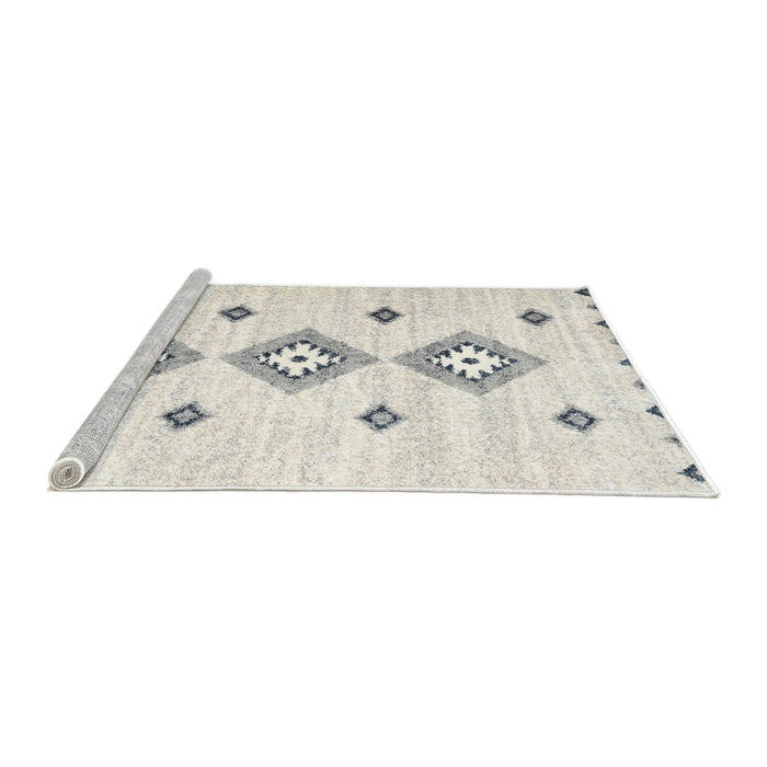 Serging Thickness of Contemporary Antique White Beige Abstract Machine Washable Rug, wshcon3063