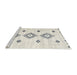 Serging Thickness of Contemporary Antique White Beige Abstract Machine Washable Rug, wshcon3063