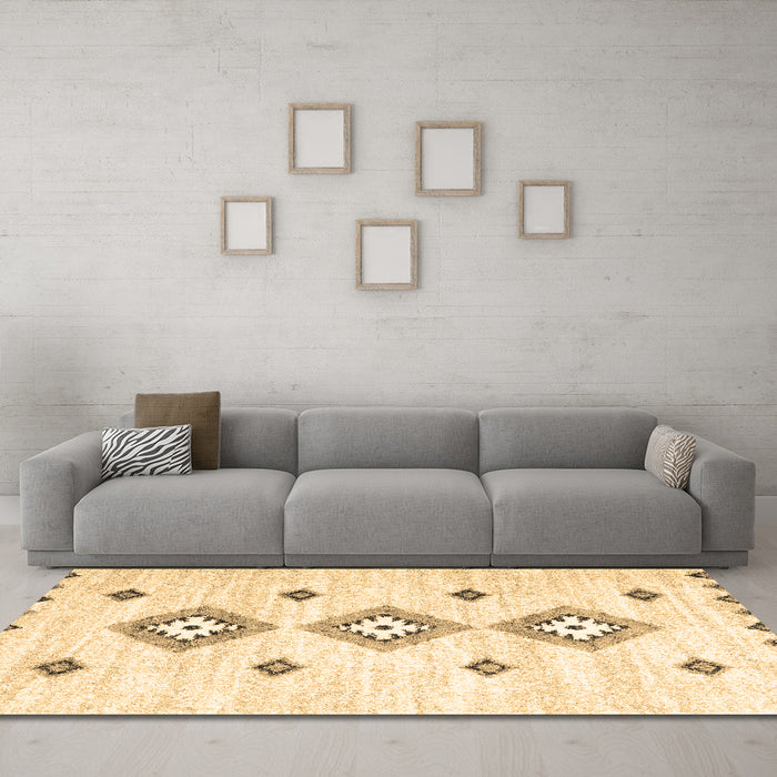 Machine Washable CON3063X Brown CON3063X Rug in a Living Room,, wshcon3063brn