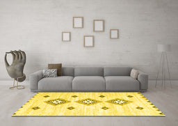 Machine Washable CON3063X Yellow CON3063X Rug in a Living Room, wshcon3063yw