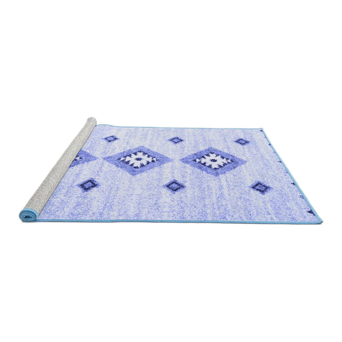 Sideview of Machine Washable CON3063X Blue CON3063X Rug, wshcon3063blu