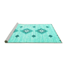 Sideview of Machine Washable CON3063X Turquoise CON3063X Area Rugs, wshcon3063turq