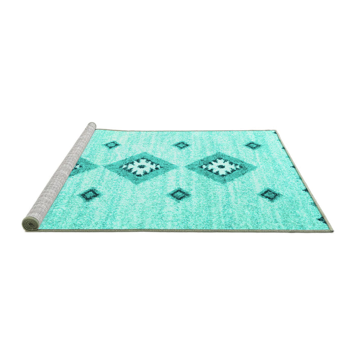 Sideview of Machine Washable CON3063X Turquoise CON3063X Area Rugs, wshcon3063turq