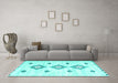 Machine Washable CON3063X Turquoise CON3063X Area Rugs in a Living Room,, wshcon3063turq
