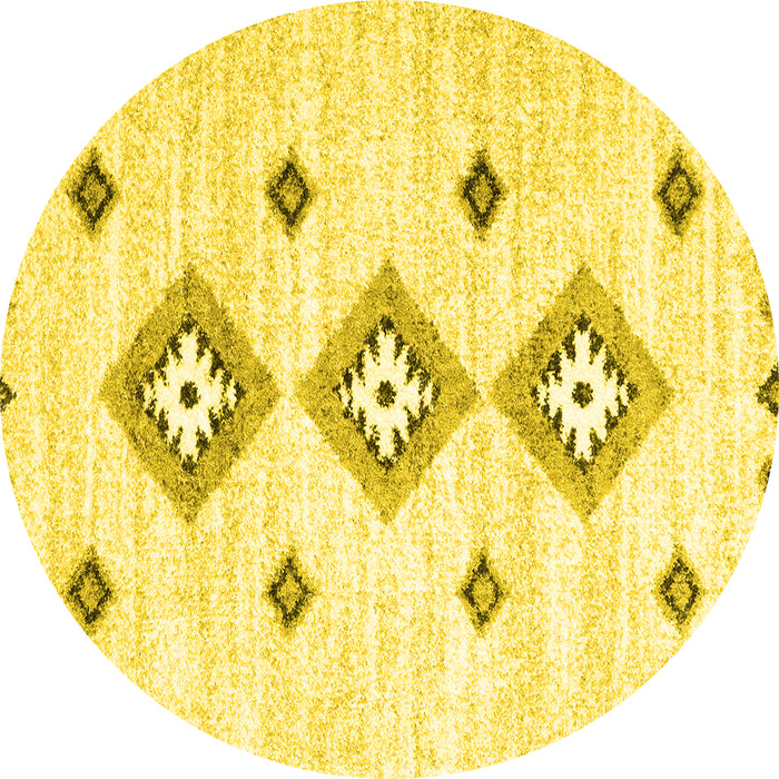 Round Machine Washable CON3063X Yellow CON3063X Rug, wshcon3063yw