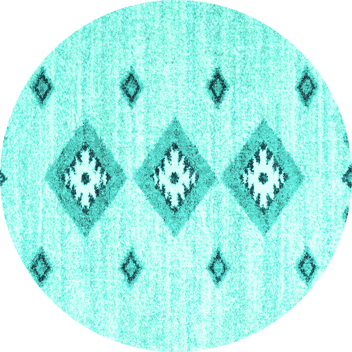 Round Machine Washable CON3063X Turquoise CON3063X Area Rugs, wshcon3063turq