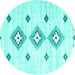Round Machine Washable CON3063X Turquoise CON3063X Area Rugs, wshcon3063turq