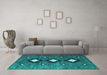 Machine Washable Abstract Turquoise Contemporary Area Rugs in a Living Room,, wshcon3064turq