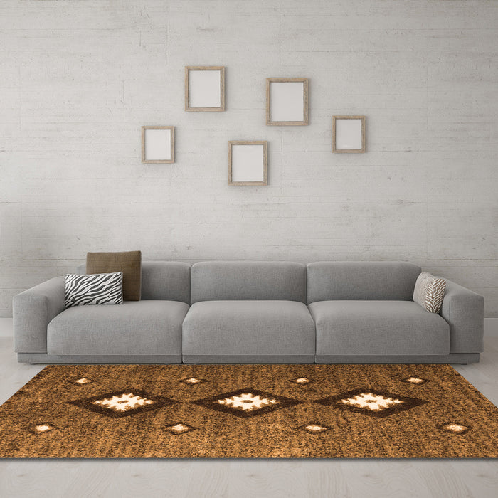 Machine Washable Abstract Orange Contemporary Area Rugs in a Living Room, wshcon3064org
